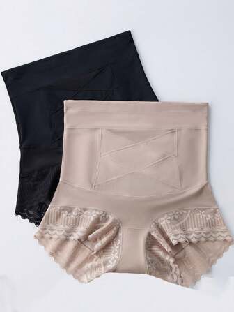 1pc High Waist Lace Invisible Butt Lifting Slimming Control Panties, Shaping Waist Trainer Corset Shapewear Tummy Control Underwear Gym Accessories For Belly Slimming Girdles, Lumbar Girdles For Belly Slimming Corset