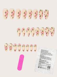 Nâng cấp ngay diện mạo của bạn với bộ 24 móng tay giả hình vuông hình quả hạnh nhân, móng tay giả hoa hồng thanh lịch, thiết kế tươi mới, móng tay giả màu xanh lá cây, phủ toàn bộ đầu móng tay giả cho phụ nữ và trẻ em gái, bao gồm 1 tờ keo dán và 1 chiếc giũa móng mini dạng gel thạch, giao hàng ngẫu nhiên - Nhiều màu - Xem 2