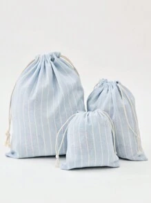 1 件简约条纹亚麻抽绳抽绳口袋旅行内衣袜子包装袋衣服和鞋子收纳袋家庭或户外男女卧室使用收纳袋家庭收纳袋适用于女士白色 T 恤、女士黑色裤子、女士冬装、连衣裙、女士冬装、优雅女装、女士白衬衫、长袖、女士白色连体裤、女士春装、女士春装、春季、春装、简约、夏季上衣收纳