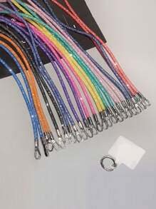 Nouveau sac bandoulière multifonctionnel avec strass, longue bandoulière amovible, pratique et élégant pour hommes et femmes. Design maille, cadeau idéal pour mère, famille, amis, anniversaire, vacances, accessoire de téléphone - Multicolore - Voir 12