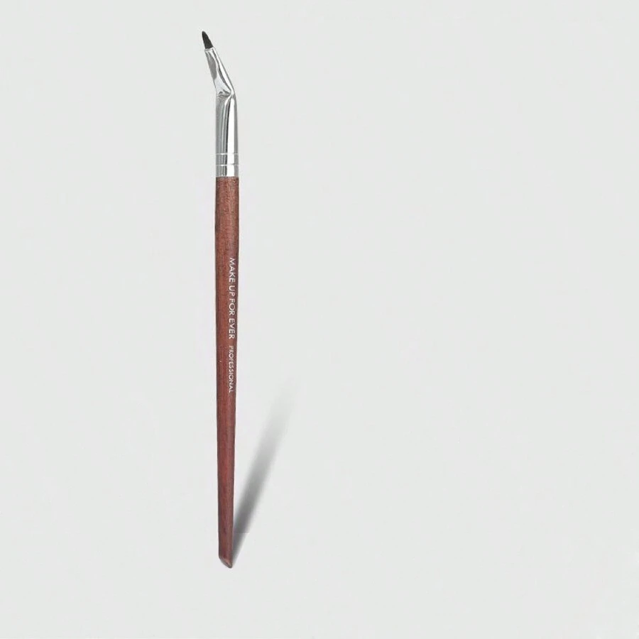 1pc Flat Headed Bent Eyeliner Brush For Inner & Outer Corner, Tear Duct, Waterline & Detailed Eye Makeup - Redwood - View 1