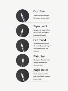 5 piezas Pinceles de escultura de uñas acrílicas, Herramientas de arte de uñas de silicona rosa, Pinceles de pintura de manicura - Rosa Pálido - Ver 3