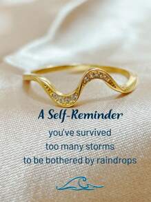 1pc Fashionable Wave Design Ladies Ring For Daily Wear - Yellow Gold - View 1