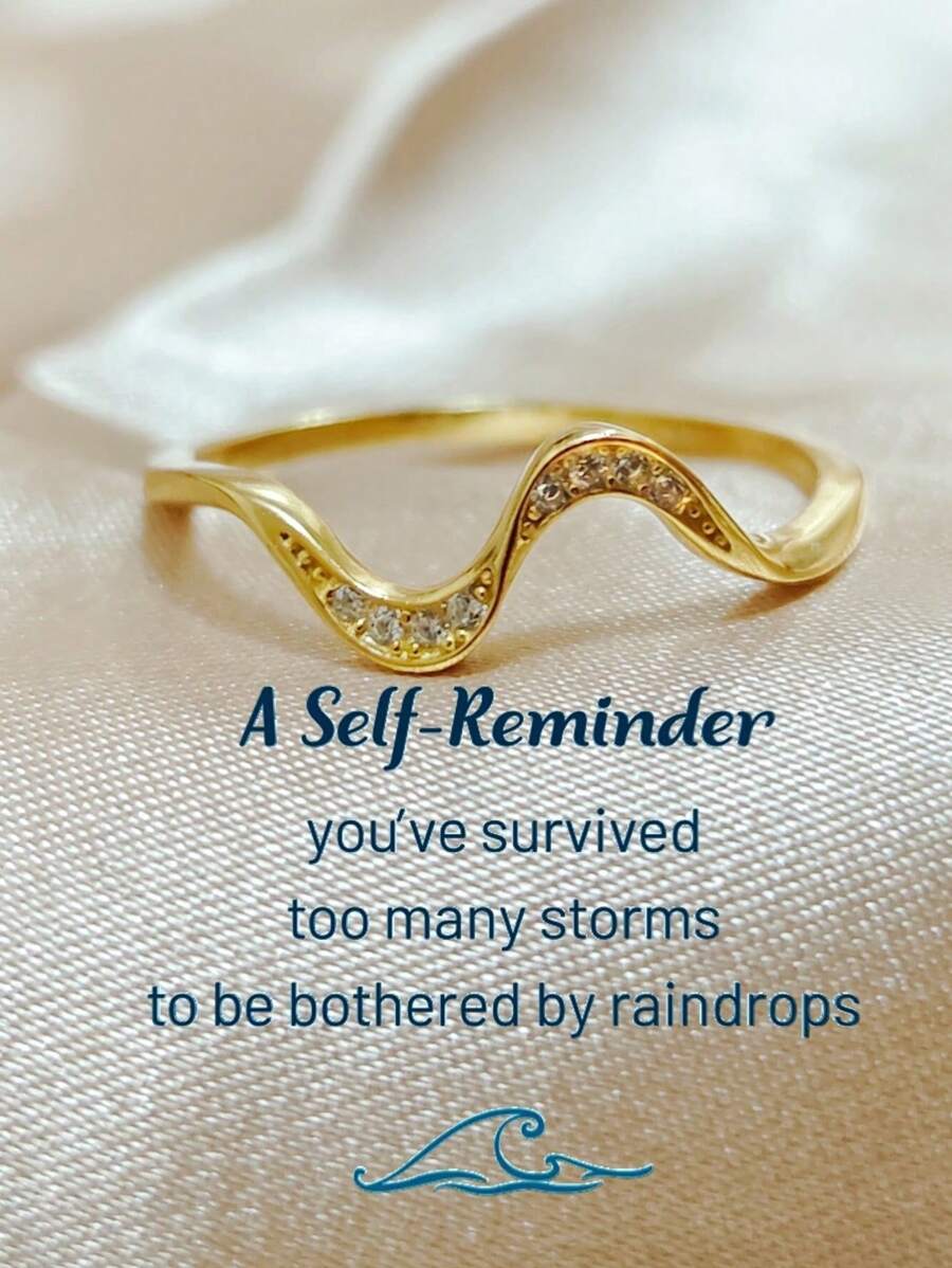 1pc Fashionable Wave Design Ladies Ring For Daily Wear - Yellow Gold - View 1