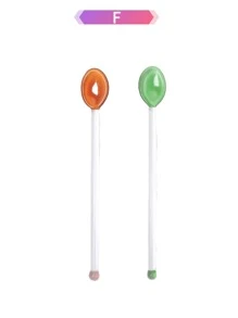 1/2pcs 家用可爱长柄玻璃勺，彩色咖啡牛奶果汁勺，用于甜点，耐热创意玻璃搅拌棒勺，厨房，圣诞礼物 - 攪拌勺[2pcs] - 查看 17