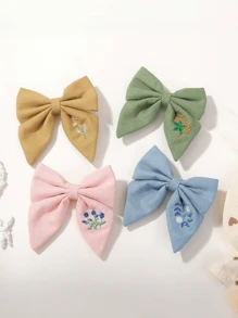 1-3 piezas Nuevos clips para el cabello con bordado floral y lazo para niños, adecuados para uso diario casual, festivales y vacaciones