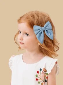 1-3 piezas Nuevos clips para el cabello con bordado floral y lazo para niños, adecuados para uso diario casual, festivales y vacaciones