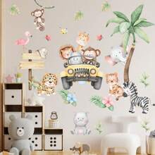 1 set Pegatinas de pared con decoración de habitación de reunión de animales jirafa de dibujos animados, pegatinas de pared para dormitorio, sala de estar, decoración de primavera, artículos de decoración para refrescar su hogar, pegatinas de decoración de ramas, regalos de cumpleaños y graduación - Multicolor - Ver 10