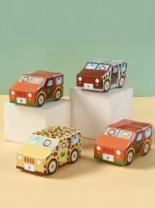 6Pcs Animal Patterned Small Car Shaped Mini Candy Box, Animal Themed Party Birthday Decorations, Portable Candy Box, Candy Bag Gift Packaging Box - Multicolor - View 8