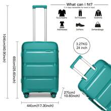 Lightweight Hard Shell Suitcase 20/24/28 Inch Or 3 Piece Set With Spinner Wheels TSA Lock Cabin Carry On Check In Travel Trolley For Holiday - Mint Green - View 7
