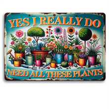 1pc Vintage Tin Sign With Colored Botanical Print - 12x8 Inches And Durable For Indoor And Outdoor Decoration, Perfect Gift For Gardeners