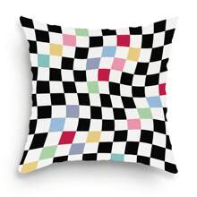 1pc Checkered Geometric Print Cushion Cover, Room Decorative Pillowcase Home Decoration