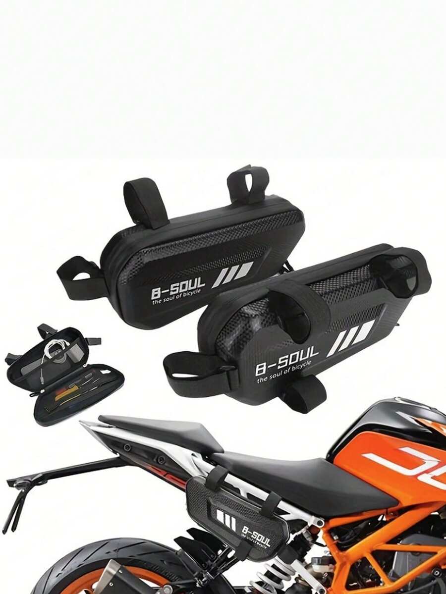 1pc Motorcycle Scooter Bike Side Box Frame Bag Hard Shell Electric Bike Hanging Bag Saddle Tools Storage Bag Side Bag Bag Hard Shell Riding Storage Bag Kit Upper Tube Bike Riding Bag - Black - View 1