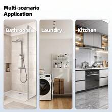 1入白色掛牆式多功能儲物架，適用於家中、浴室和廚房，無需鑽孔，適用於四季 - 白色 - 查看 6