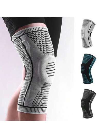 1pc Silicone Spring Knee Support For Running, Hiking, Men And Women, Colorful Knitting Gym Accessories Knee Support Sports Knee Pads Gym Knee Pads