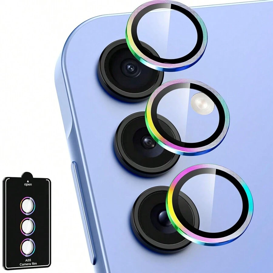 三星Galaxy A15 5G A14/34 A24 A54 A25 A13A05 A05S A35 A55相機鏡頭保護貼，單層金屬環鋼化玻璃鏡頭保護套，[強力吸附]抗刮花的超薄高清透明鏡頭保護套，S22u Ltras23ultra S24 S24plus S24 Ultra彩色1組 - 彩色 - 查看 1
