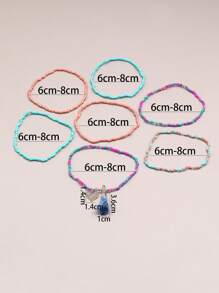 7pcs/Set Handmade Bohemian Style Heart-Shaped Tassel Bracelet Set, Suitable For Women's Daily Wear And Vacation Valentines,Mom,Mother,Mother's Day,Gift - Multicolor - View 4