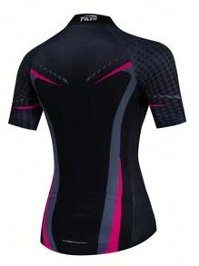 1 pieza Jersey de ciclismo para mujer, conjunto de ciclismo de montaña de manga corta de verano, ropa deportiva negra - Negro - Ver 2