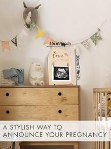 Cute Wooden Ultrasound Picture Frame - Beautiful Double Sided Sign For The Announcement Of Your Pregnancy Or Baby's Birth - Nursery Decor Sonogram Photo Frame & Pregnancy Gift For First Time Moms Baby Shower Family Decorations Gifts
