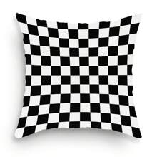 1pc Checkered Geometric Print Cushion Cover, Room Decorative Pillowcase Home Decoration