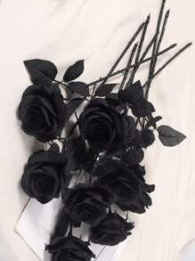 1pc Full Black Rose Without Vase - Multicolor - View 8