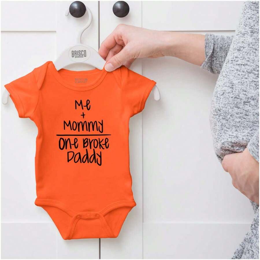 Baby Boy Mommy Plus Me Equals One Broke Daddy Romper Brisco Brands