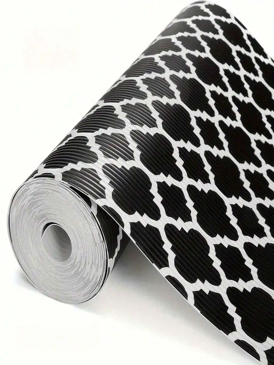 1pc Roll Shelf Liners, Black Spot Pattern Durable Pad, Moisture Proof