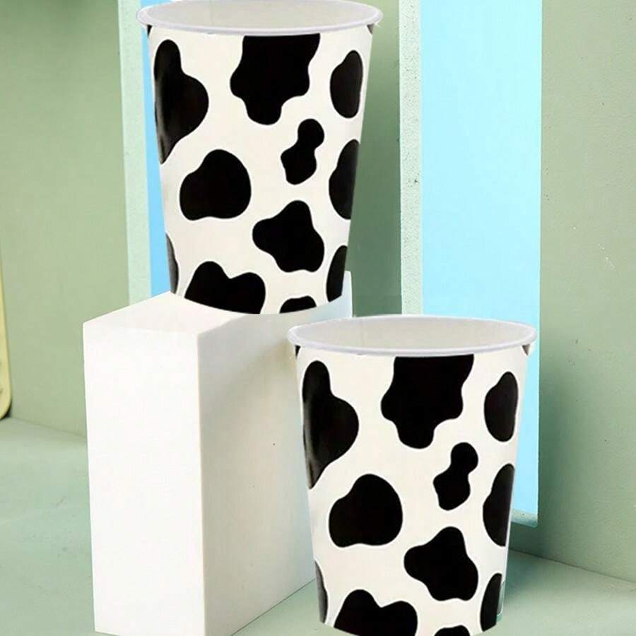 20pcs Cow Themed Party Disposable Paper Cups, Ideal For Birthday Party