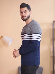 Men Sweaters - Navy Blue - View 3