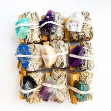 1 Set Natural Amethyst Crystal Stone & White Sage Grass & Palo Santo,Healing Crystals And Reiki Crystals, For Home Purification, Cleansing Set For Spiritual,Perfect Gift For Us And Your Friends, Home Decoration. - Sage - View 4