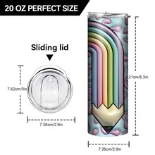 1pc, Teacher Rainbow Tumbler With Lid And Straw, 20oz Stainless Steel Water Bottle, Insulated Straight Water Cups, Summer Winter Drinkware, Outdoor Travel Accessories