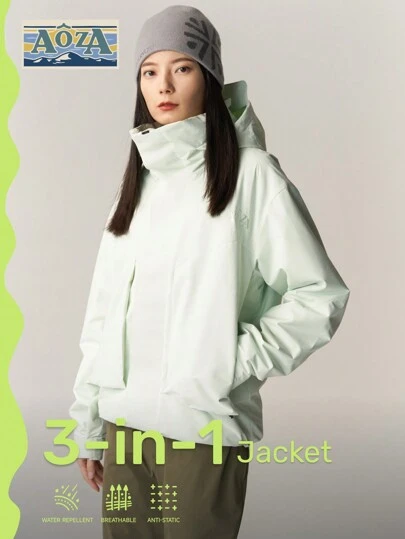 AOZA Winter Women Clothes Three-In-One Waterproof & Windproof Women Jackets Feature A Hardshell And A Fleece Jacket Inner Liner For Warmth And Insulation. With Three Wearing Options In One Garment, It Adapts Flexibly To Changing Weather Conditions, Providing More Confidence And Less Luggage For Your Travels. It Is Ideal For Fall Women Outfits, Hiking Outfit, Mountaineering, Camping, Urban, And Travelling.