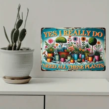 1pc Vintage Tin Sign With Colored Botanical Print - 12x8 Inches And Durable For Indoor And Outdoor Decoration, Perfect Gift For Gardeners