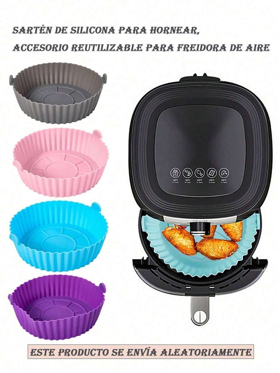 4PCS Air Fryer Silicone Liners, 8.5''Square Air Fryer Silicone Basket,Heat Resistant Easy Cleaning Air Fryers Oven Accessories, Reusable Air Fryer Silicone Bowl Fits 4 To 7QT - 彩色 - 查看 1