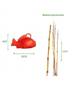 Kit Festa Junina São João Pescaria 50 Peixinhos + Varas de pesca - Multicolorido - Visão 3