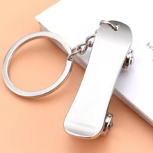 1入滑板車鑰匙扣，街頭時尚合金鑰匙圈，運動萬能滑板車配件，男女皆宜汽車鑰匙掛件，有趣小禮物 - 銀色 - 查看 1