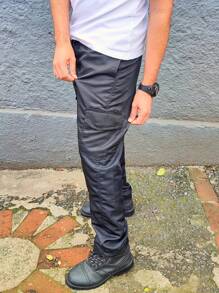 Calça Cargo Tactel Masculina 5 Bolsos Trabalho Uniforme - Preto - Visão 6