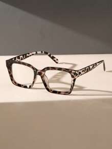 1 Cặp kính mắt nữ gọng vuông bằng nhựa trong suốt, thích hợp cho học sinh, đọc sách hàng ngày, bảo vệ mắt, họa tiết da báo, phụ kiện kính mắt nữ. - đậu trắng - Xem 3