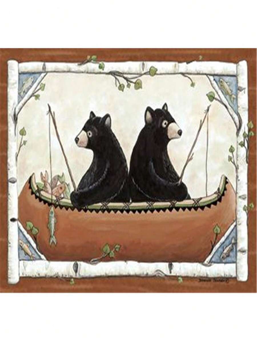 Custom Printed Rugs BEARS IN CANOE Bears In Canoe Wildlife Rug | SHEIN USA