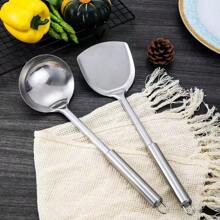 5入組不銹鋼廚房工具組 - 鏟子、勺子、湯匙、飯勺和炒鏟，五件裝廚房小工具套裝，適用於廚房、夏日海灘派對、食品、露營、收納、室內裝飾、廚房物品。 - 銀色 - 查看 8