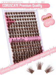 192 Cluster Brown Lash Clusters Eyelash Extension  Individual Lash Clusters   D Curl   0.07 D  Handmade  Grafting  Lash Clusters  Individual  False  Eyelashes   Wispy   DIY  Long-Lasting   Eyelashes  Extensions