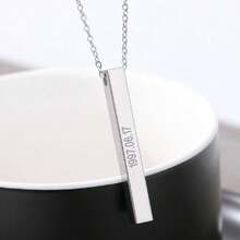 Stainless Steel Four Sides Engraved Name Date Cuboid Stick Bar Necklace For Men Women Charm Waterproof Personalized Pendant Jewelry Holiday Anniversary GiftsStainless Steel Four Sides Engraved Name Date Cuboid Stick Bar Necklace For Men Women Charm Waterproof Personalized Pendant Jewelry Holiday Anniversary Gifts - Silver - View 16