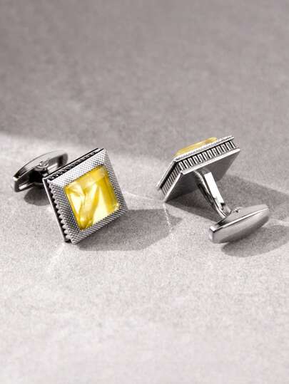 男士树脂镶钻加厚袖扣一对，高端