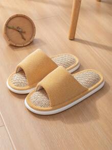 Pantofole da donna con punta aperta, base in corda di erba intrecciata traspirante, pantofole da interno/casa per coppie, ideali per primavera ed estate