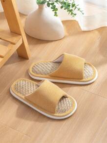 Pantofole da donna con punta aperta, base in corda di erba intrecciata traspirante, pantofole da interno/casa per coppie, ideali per primavera ed estate