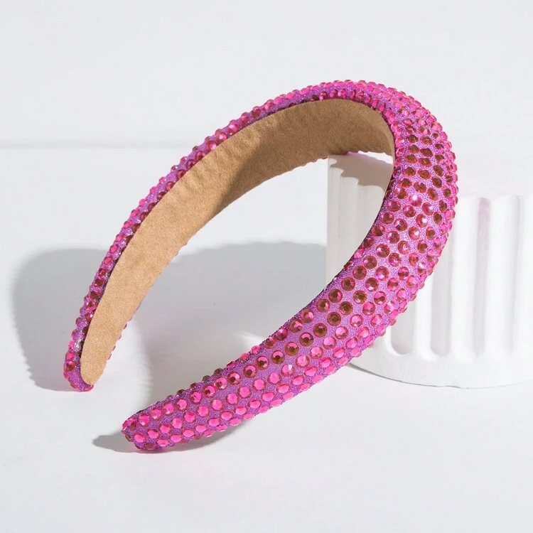 Simple Korean-Style Multicolor Rhinestone Decorated Headband, Sponge Padded Versatile Hair Hoop - For Women And Girls' Everyday Use, Face Washing, Outdoor Activities; Stylish Anti-Hair Tie Headpiece Tiaras - Multicolor - View 4