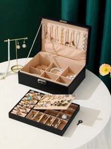 1 Hộp đựng trang sức dung tích lớn hai lớp có ngăn kéo, Hộp đựng trang sức di động, Hộp đựng trang sức bằng da làm quà tặng, Ngăn kéo lưu trữ phòng tắm và để bàn, Giá đựng trang sức có thể xếp chồng lên nhau, Hộp đựng bao bì trưng bày thanh lịch cho nhẫn, vòng cổ, vòng tay và mặt dây chuyền, Quà tặng lý tưởng cho phòng vợ, Trang trí nhà cửa, Trang trí phòng tắm, Trang trí phòng ngủ, Thích hợp cho nhẫn, vòng cổ, đồng hồ, hoa tai, vòng tay, Ngày của mẹ, Quà tặng năm mới, Quà tặng ngày lễ tình nhân, Quà tặng sinh nhật - Nhiều màu - Xem 11