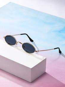 Retro Personalized Small Oval Metal Sunglasses Fashion Classic Decoration For Outdoor Travel Beach Vacation UV Protection Eyewear Beach Accessories For Women Sun Glasses Sunglasses Shades Fashionable Shade Elegant Outfit Family Outings Travel Vacation Holiday For Summer Beach Vacation,Outdoor,Travel