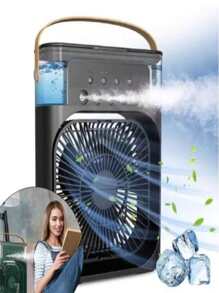 Ventilador Umidificador Mini Ar Condicionado Portátil Reservatório Agua Gelo Original USB - Preto - Visão 2