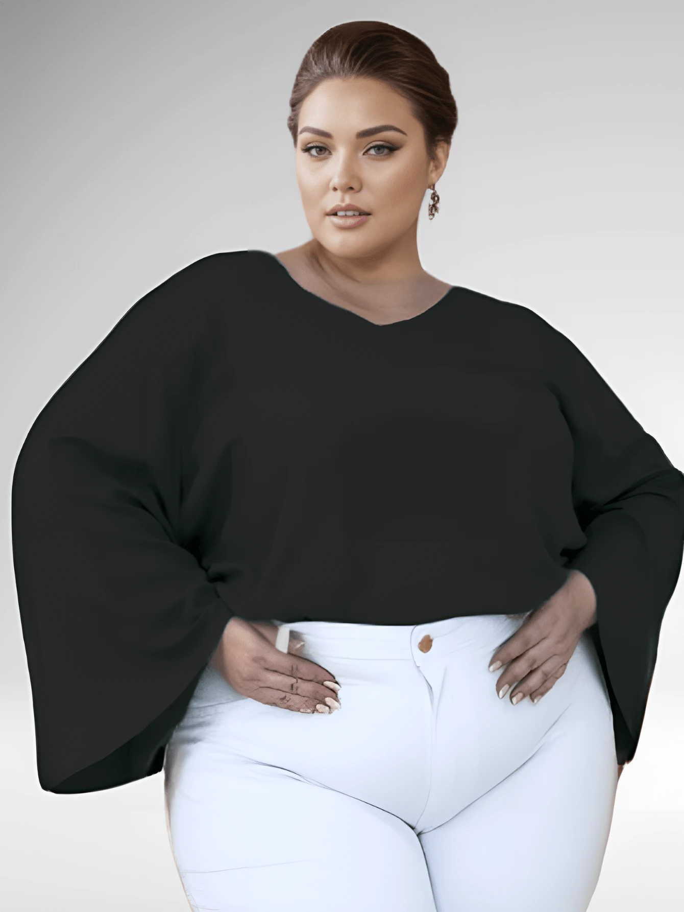 Plus Size Blouses - 黑色 - 查看 1